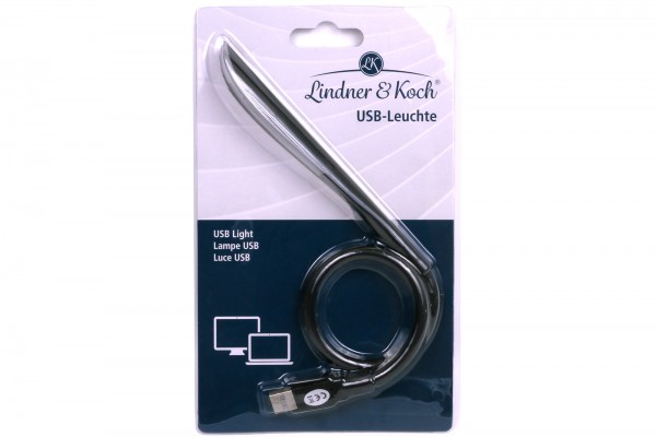 Lindner & Koch - USB Lampe für Laptop mit flexiblem Halter und superhellem LED Licht, schwarz
